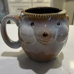Gibson Brown Gradient Ceramic Animal Face Mug. Hedgehog!